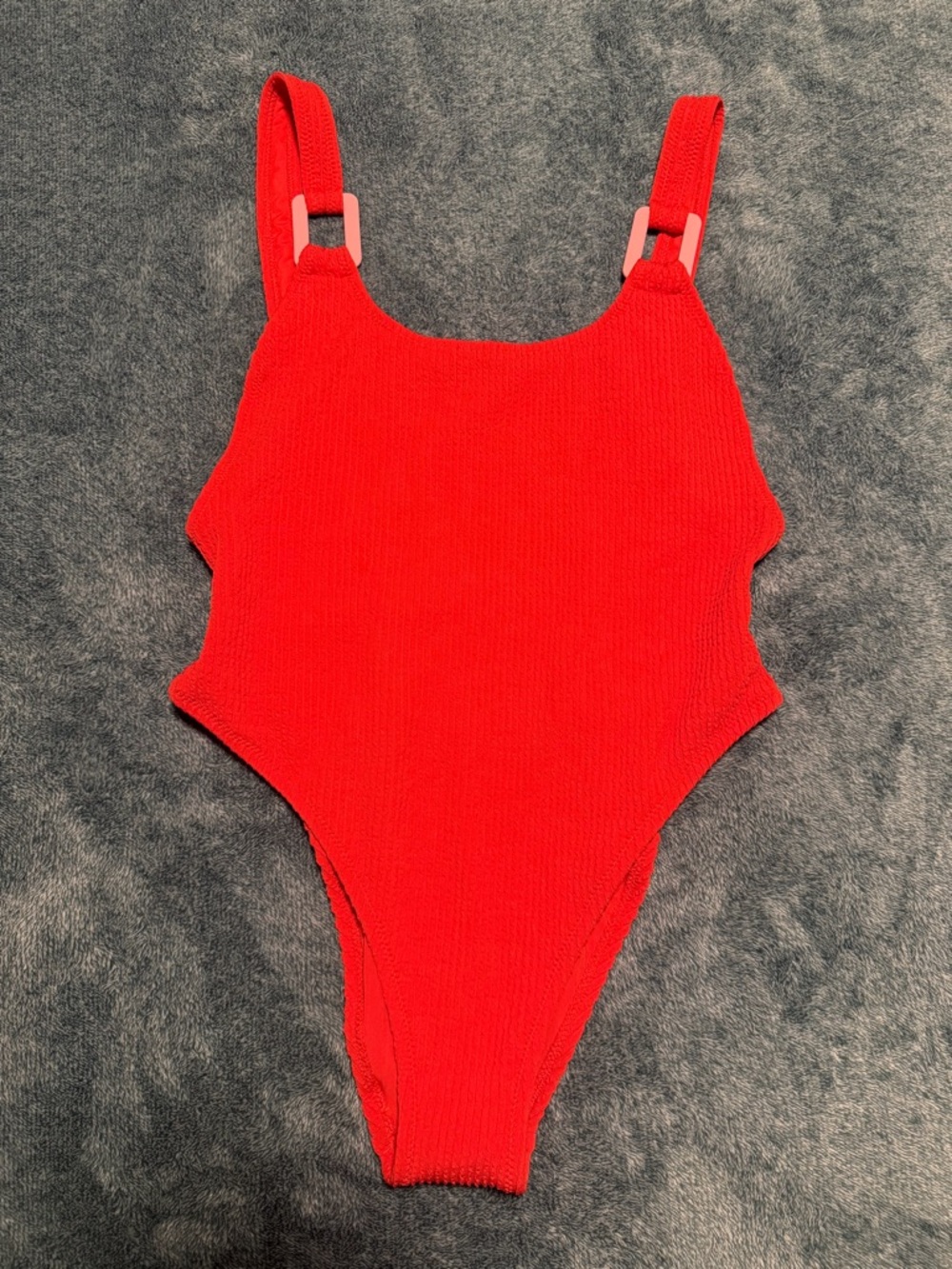 NWOT Aerie Crinkle Birthday Scoop Cheekiest One Piece‎ Swimsuit Size Medium Red
